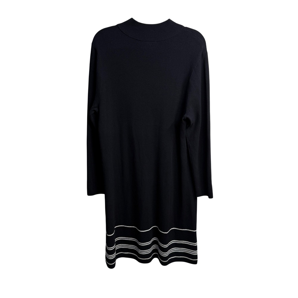 ANN TAYLOR FACTORY‎ Black Mock Neck Sweater Dress Gold Button Minimalist XL